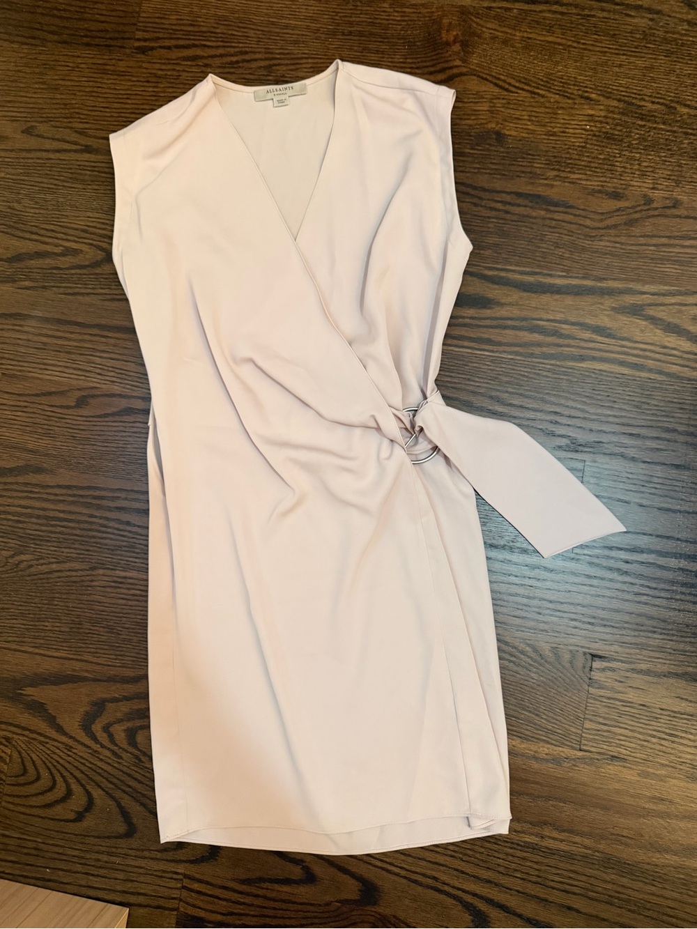 All Saints off white / grey Wrap Midi Dress with Side Tie